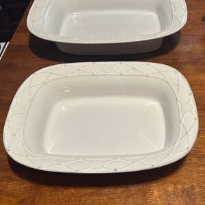 Elegant White Textured Stoneware Serving Dish